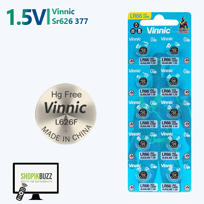 SR626SW, L626F - 377 Replace for 377A , 377, AG4, LR626, LR626H  Vinnic  Alkaline Button Battery. | Shopikbuzz.pk| Shopikbuzz