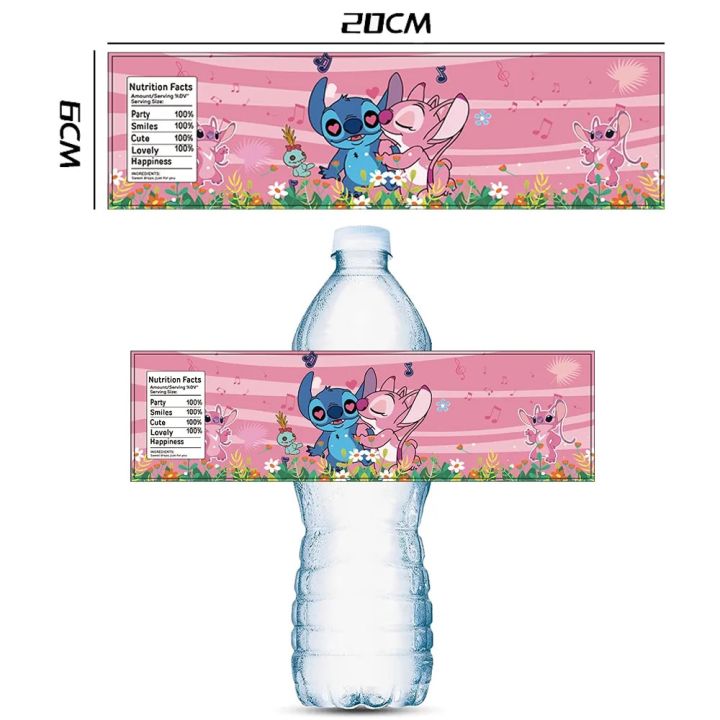 10pcs Disney Lilo Stitch Water Bottle Labels Stickers Stitch Kids Birthday Party Decorations Supplies Gift Toys