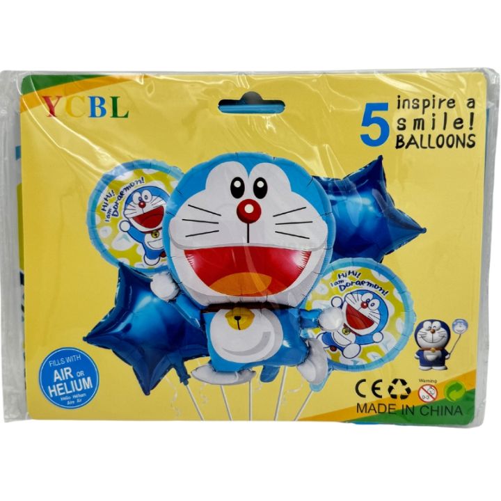 DORAEMON FOIL BALLOON SET - PACK OF 5 FOIL BALLOONS - DORAEMON THEME FOIL BALLOONS
