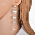 Elegant Off White Pearl Tassel Earrings with Stylish Korean Design Circle Long Studs White Pearls, Fashionable Earrings for Girls Best Friend and Girlfriend Gifts Stainless Steel Earring jewelry Collection of Stylish Earrings for women fashion accessories. 