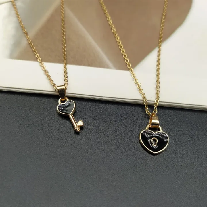 Black%202pcs%20Korean%20Jewellery%20Fashion%20Love%20Key%20Lock%20Couple%20Necklace%20for%20Girls%20Stylish%20-%20Heart%20Shaped%20Key%20Lock%202PCS%20Set%20Jewellery%20For%20Girls%20For%20Girl%20-%20Image%204