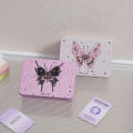 Hisocute Homemade Girl Butterfly Card Student Desktop Iron Sticker Stationery Headphone Storage Box. 