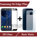 Samsung S6 Edge Plus Complete Black 3D Tempered Glass Protector + Back Matte Protector Soft Skin Sheet For Galaxy S6 Edge+. 