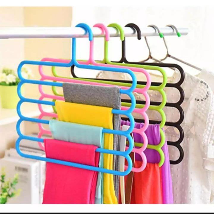 Pack of 3- New Multi-purpose High Quality Trousers Hanger 5 Layers Pants Hanger
