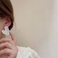 White Color Big Heart Stud Earrings for Women Girl Korean Love Drop Glaze Aesthetic Daily Life Minimalist Jewelry Piercing Ear Loser Lione. 