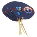 Captain America Cupcake Topper - 2.5 Inch - Avengers Themed Party - Blue - Boys - Pack Of 10. 
