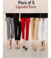 Pack Of 5 - Multicolor Cotton Trousers For Women. 