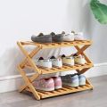 Folding Bamboo Shoe Storage Racks Portable Storage Without Installation 3 Tier. 