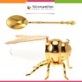 Techmanistan Honey Bee Shape Glass Honey Pot, Honey Bee Shape Spice Box, Blowing Glass Bee Figurine Honey Dispenser Honey Container Storage Box. 