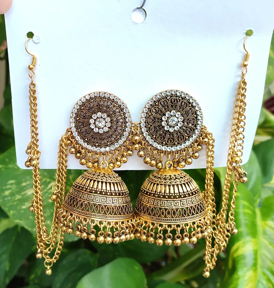 Earrings Designs Gold Jhumka Earrings With Sahara Shaira Sahara