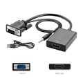 Premium VGA to HDMI Connector Adapter - High Quality, Audio Support. 