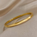 Simple Smooth Stainless Steel Bangles Bracelets for Women Trendy Gold Plated Metal Bracelet Jewelry Accessories Lady Gift. 