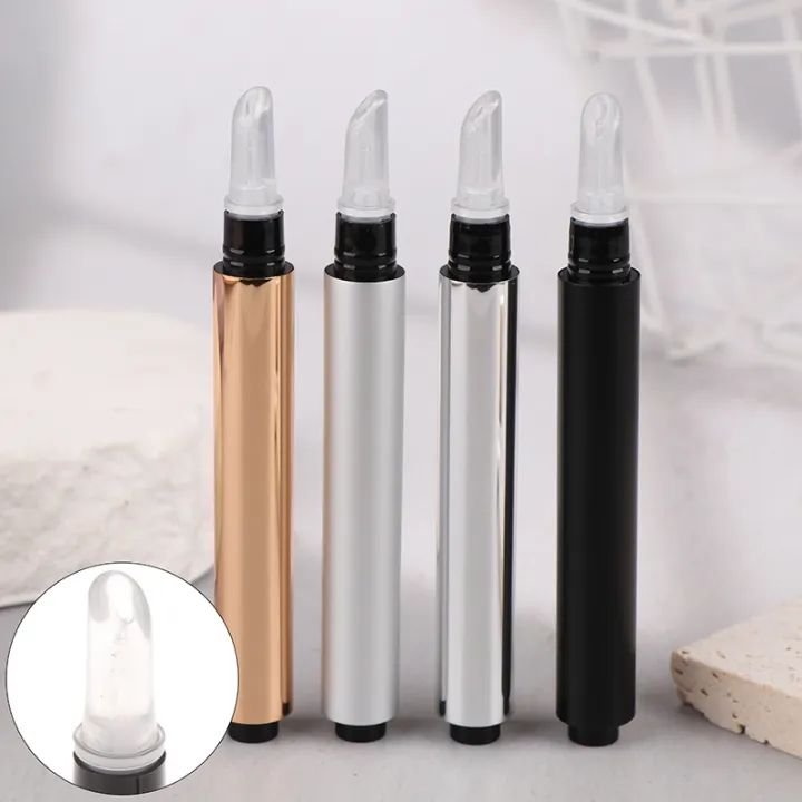 Stackable Lip Pen 3ml Gold/Silver/Matte Black Twist Pens Empty Lip Gloss Pen Silicone ...