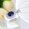 Necklace Jewelry Simple Artificial Sapphire Earrings and Necklace Set. 