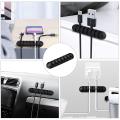 Cable Organizer Silicone USB Cable Winder Desktop Tidy Management Clips Cable Holder for Mouse Headphone Wire Black - 1pc. 