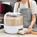Rotatable Airtight Rice Dispenser with 6-Portion Storage - Waterproof & Moisture-Proof Kitchen Storage Solution. 