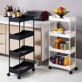 Kitchen Storage Cabinets Kitchen Rack Floor-to-Ceiling Multi-Layer Refrigerator Cracks Removable Trolley Side Storage Rack Living Room Supplies Storage Rack Kitchen Shelves. 
