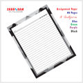 Assignment Sheets- Paper- Pages With Narrow Lines-  Color Border- 80 Sheets. 