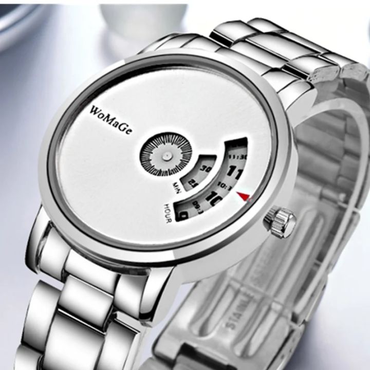 【DM bag factory Store】WoMaGe Turntable Men's Watch Men Watch Fashion Mens Watches Luxury Full Steel Wrist Clock Saat Masculino