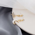 Silver Needle Sun Moon Myth White Moon Cross Micro-set Crystal Earrings Asymmetrical Girl Stud Earrings for gilrs for women low price. 