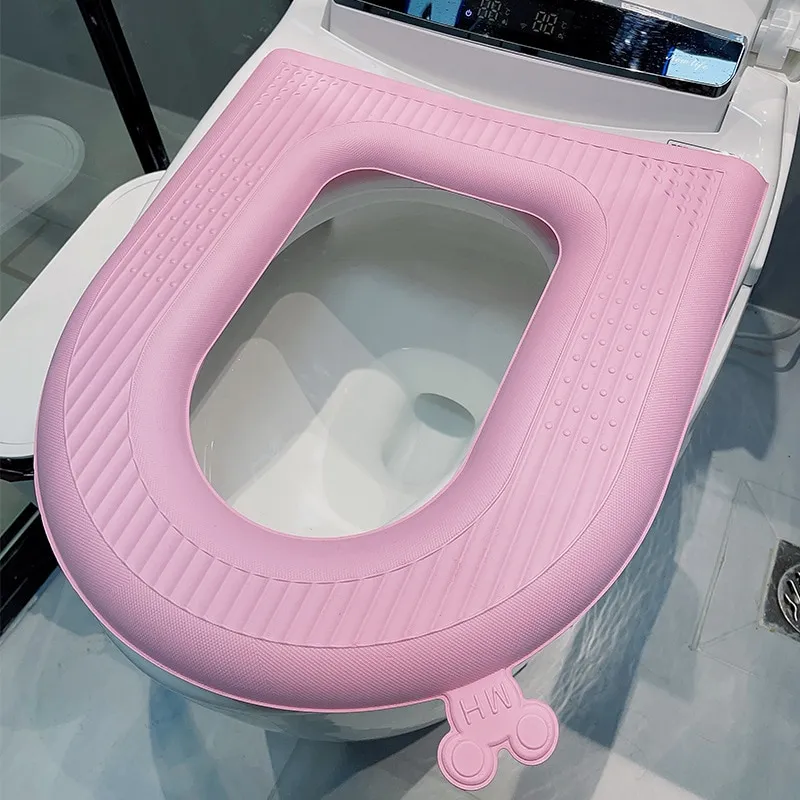 Toilet Seat Cover Cushion, Bathroom Soft Thicker Warm Washable Cloth Toilet Waterproof Eva Cushion Can Reused Green