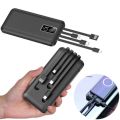 10000mAh Mini Power Bank with 4 in 1 Cable (Type B, Type C, Micro USB, Lightning) Fast Charging, LED Display, High Performance. 