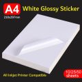 White Glossy self-adhesive sticker A4 for inkjet printers. 