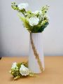 Large Striped Vase for Home Decor, Big Ceramic Flower Vase for Living Room. 