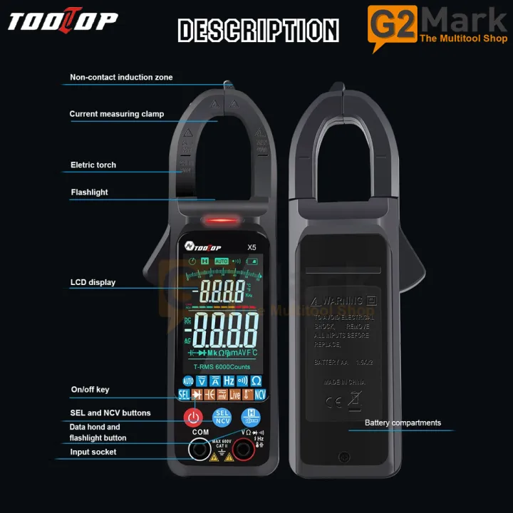 TOOLTOP%20X5%20Handheld%20Clamp%20Meter%20LCD%20Display%20%E2%84%83/%E2%84%89%20Switch%20NCV%20AC%20Voltage%20%C3%87urrent%20Capacitance%20Detection%20with%20Flashlight%20-%20Image%205