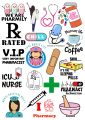 Pharmacist stickers, for girls, for boys,"Pharmacist Essentials: Fun & Motivational Sticker Pack"for laptop, waterbottle, mobileback, etc, Pack of 20, 2 x 2 inch stickers. 