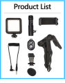 Vlog Shooting Kit Mini LED Video Light | Vlogging Kit Equipment Tripod with Bluetooth Remote for phone Tablet SLR Camera | Flexible Tripod Kit for Live Streaming | Accessories for Mobile Phone  Video Recording Tripod with mic Light. 