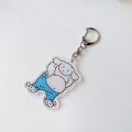 Sanrio Creative Fat Kuromi Mymelody Cinnamoroll Pixel Style Funny Muscle Fitness Pendant Spoof Keychain Toys Gift Personality. 