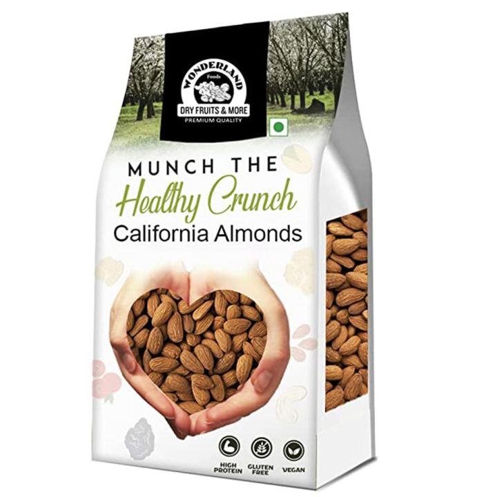 Wonderland Foods Raw California Almonds 1Kg Pouch Pack | Badam Giri | Nutritious & Delicious High in Fiber & Boost Immunity | Dry Fruits Real Nuts | Gluten Free