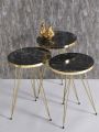 1 PCS / SET OF 3 ROUND COFFEE TABLE HIGH GLOSS NESTING END TABLES - ROUND WOOD STACKING COFFEE SIDE ACCENT TABLES WITH METAL LEGS FOR LIVING ROOM, HOME OFFICE, NIGHTSTANDS FOR BEDROOM, STURDY EASY ASSEMBLY - 3 PIECE NESTING TABLE SET FOR LIVING ROOM. 