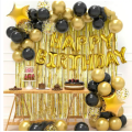 Happy Birthday Decoration Set: Birthday Foil, 30 Balloons, , 1 Stars or Hearts, 1 Curtain (6ft by 3.5ft) - Perfect for Birthday Themes, Boys & Girls Parties!. 