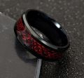 Red Dragon Tungsten Band, Red Tungsten Ring, Stunning Wedding Band For Mens, Mens Stylish Ring, Party Rings For Mens.. 