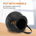 24 Pack Plastic Black Witch Candy Bowls Cauldrons,Pot with Handle ,for Halloween, Easter, St Patrick's Day Party Favors. 