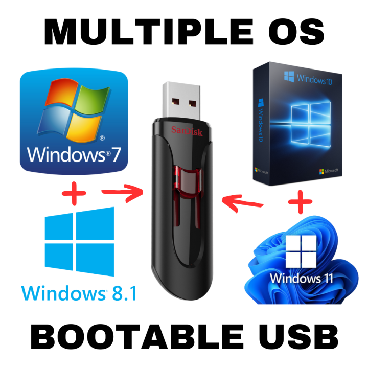 Windows 7, 8.1, 10 & 11 All in One Multiple OS Bootable USB
