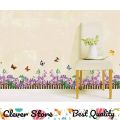 AY872 Wall Stickers Living Room Hallway Entrance Hallway Stairs Decor MuralPurple Butterfly Flower Fence Skirting Line. 