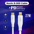 Ronin R909 PD power Delivery Type c To lightning cable Fast Charging. 