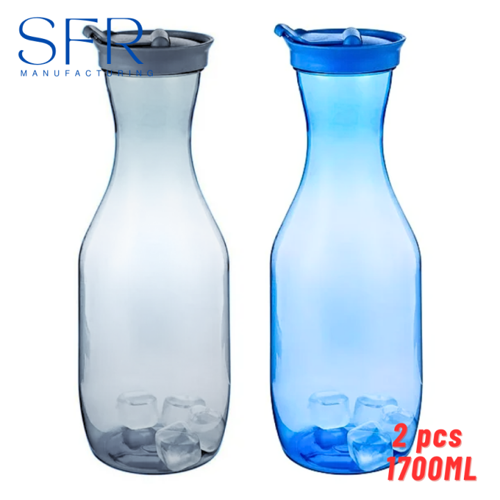 Plastic Carafe Bottle (Pack of 2) 1700ml, Smooth Ice juice and water bottle