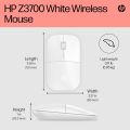 HP Z3700 White 2.4 GHz USB Slim Wireless Mouse with Blue LED1200 DPI Optical Sensor, Up to 16 Months Battery Life. 