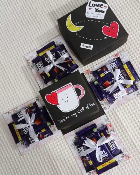 3 Layer chocolate gift box with a small GIFTBOX Inside it, 24 Dairy MILK AND 4 Moro chocolates, Handmade GIFT BOX for all events
