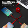Cafele Retractable 3 in 1 Usb Cable For iPhone Micro USB Type C Cable Fast Charging Portable Cable lighting usb c. 