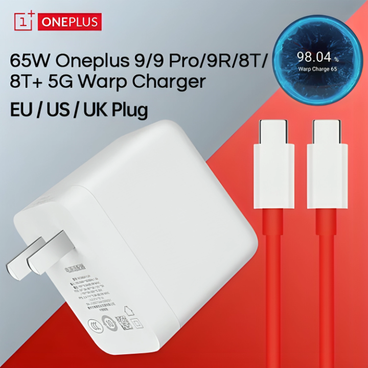 65 watt WARP Charger for OnePlus All Models With Data Cable |Warp Charger for OnePlus with Fast Charging Cable USB C to USB C - 65W Power Adapter