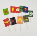 JUSTICE LEAGUE THEME CUPCAKE TOPPERS PACK OF 10 CUPCAKE TOPPERS. 