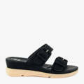 ECS Double Buckle Wedge Slipper 3 Inch Heel Slippers For Women. 