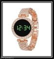 Top Collection Full Diamond Touch Screen LED Watch Steel Chain with Diamonds Ladies Watches For Female Women Girl. 