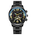 GENEVA Cross-border men's trend calendar watch three-eye men's steel strip quartz business watch manufacturers spot batch. 