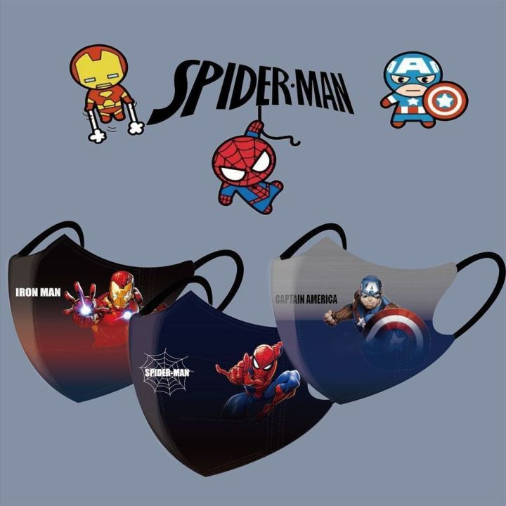 10pcs New Sun Protection Children'S Mask Captain America Student Spider Man Face Shield Dust Prevention Anti-UV Face Mask